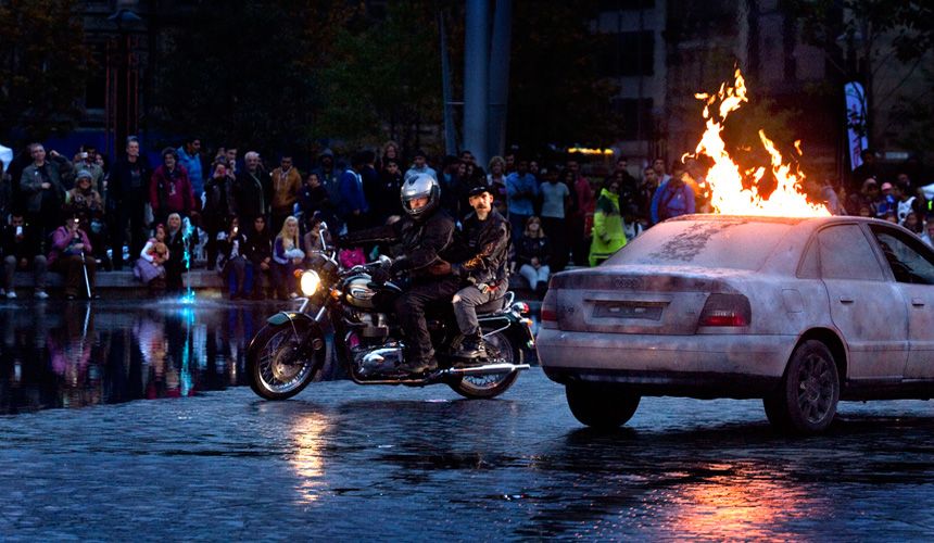 Jez travelling in on the bike